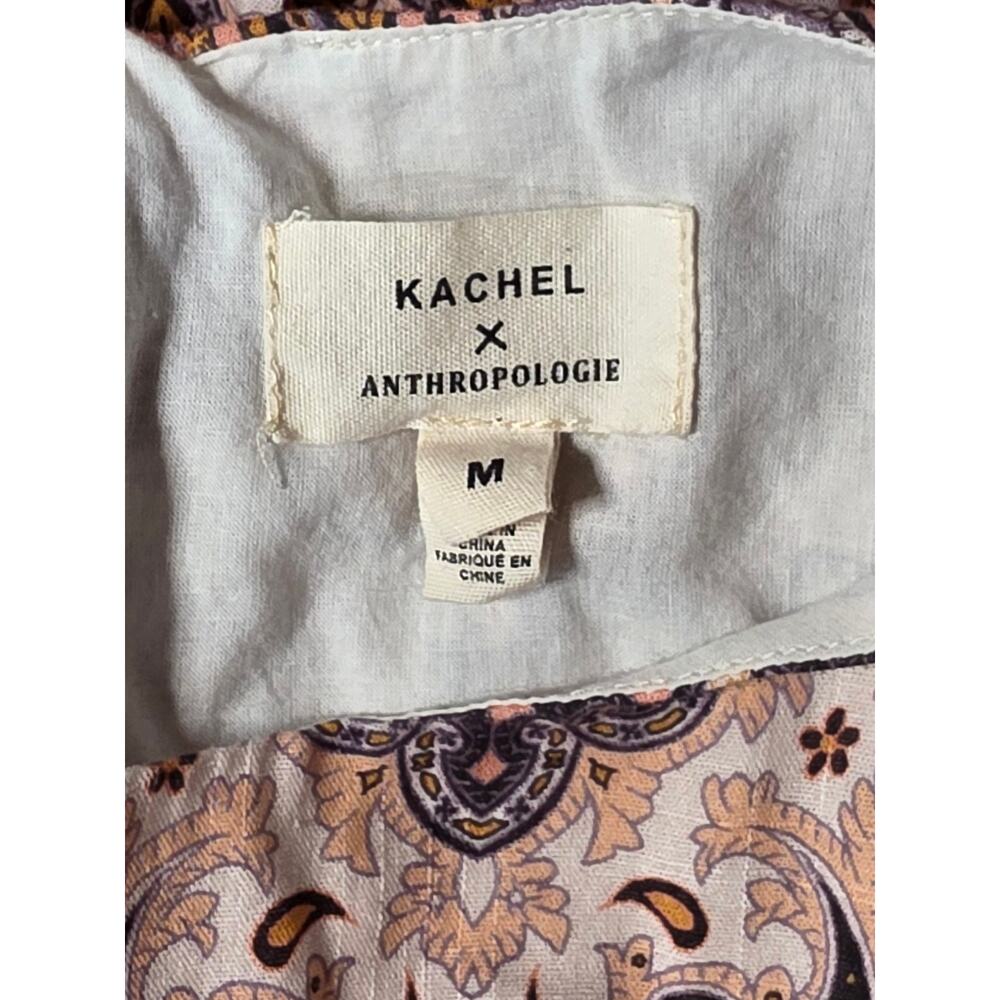 Kachel x Anthropologie Paisley Tiered Maxi Dress Medium Puff Sleeve Boho - Picture 7 of 10
